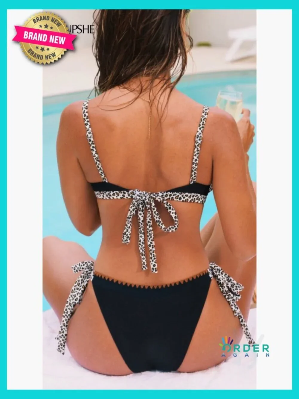 Sexy V Neck Bikini Set Two Piece Swimsuit Adjustable Straps Crossback